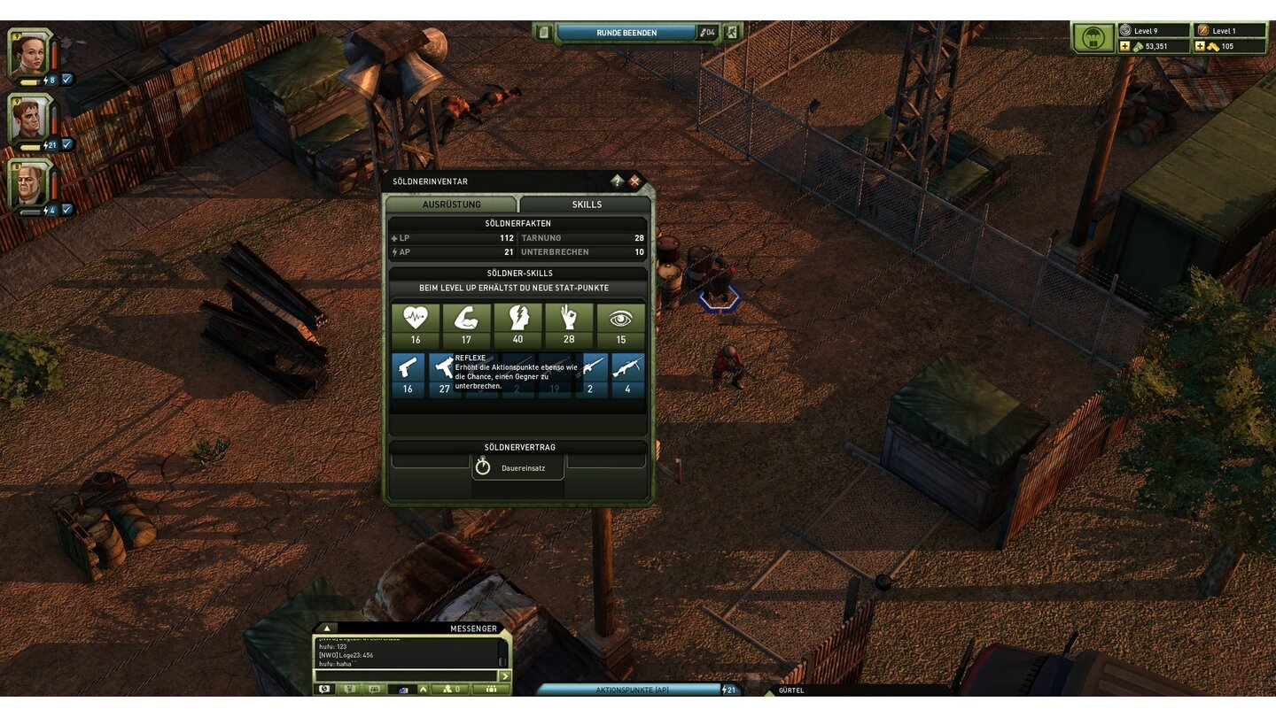 Jagged Alliance OnlineBei jedem Levelaufstieg bekommen Sie frei verteilbare Punkte für Skills und Waffenhandhabung.