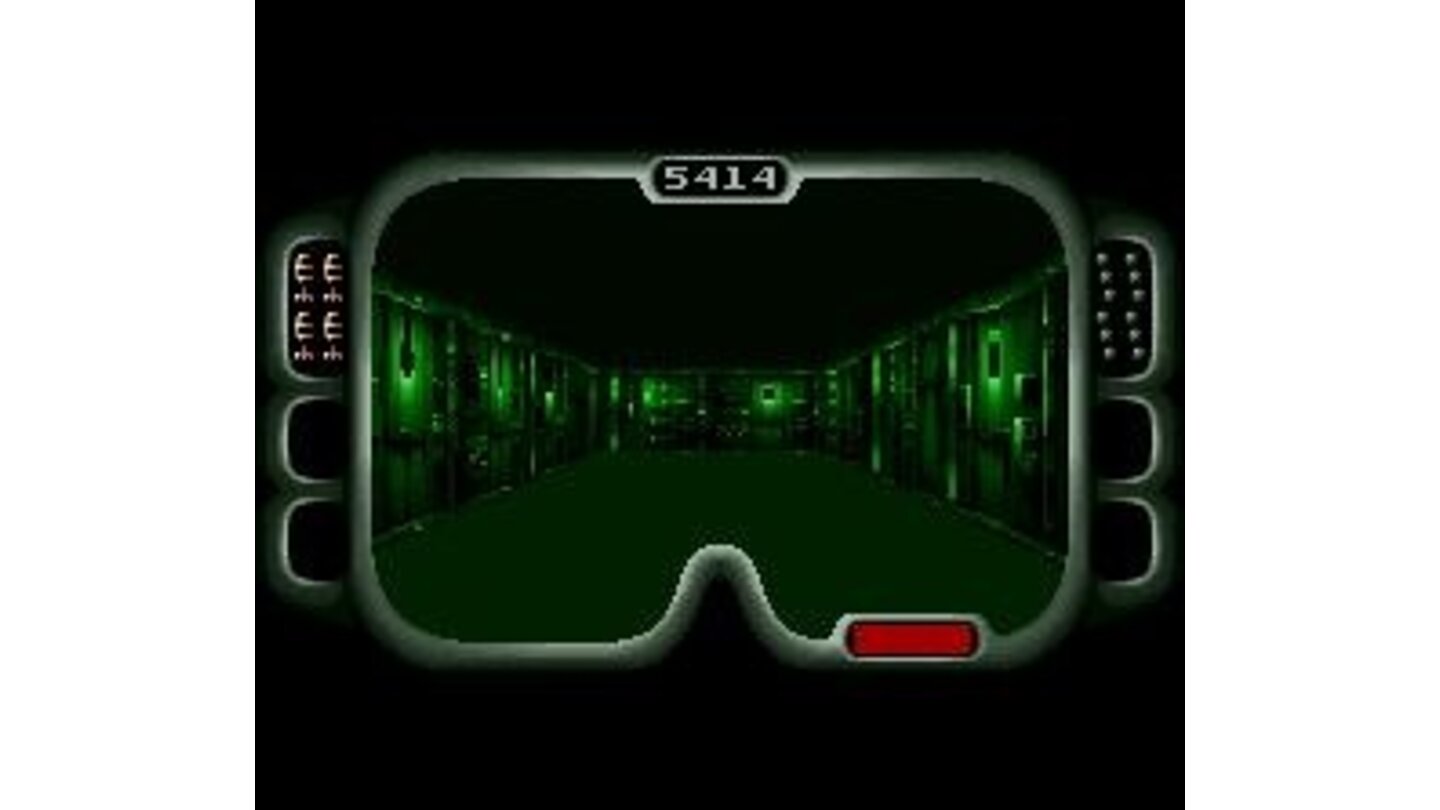 The green illumination is caused by the use of the night vision goggles, necessary in dark areas.