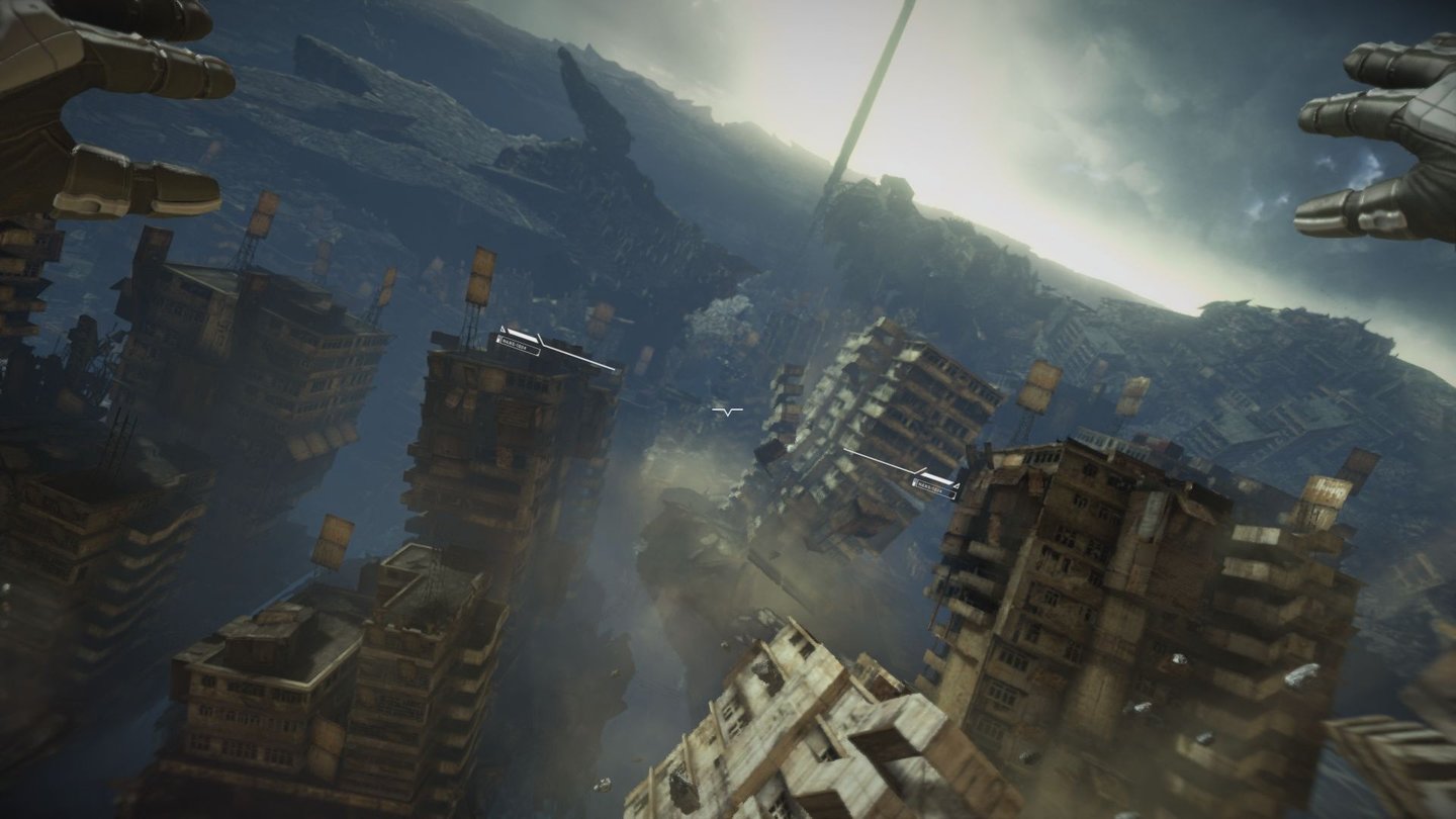 Killzone: Shadow Fall - Eigene ScreenshotsMit einem Wingsuit fallen wir dem Boden entgegen: sieht toll aus, steuert sich frustrierend schlecht.
