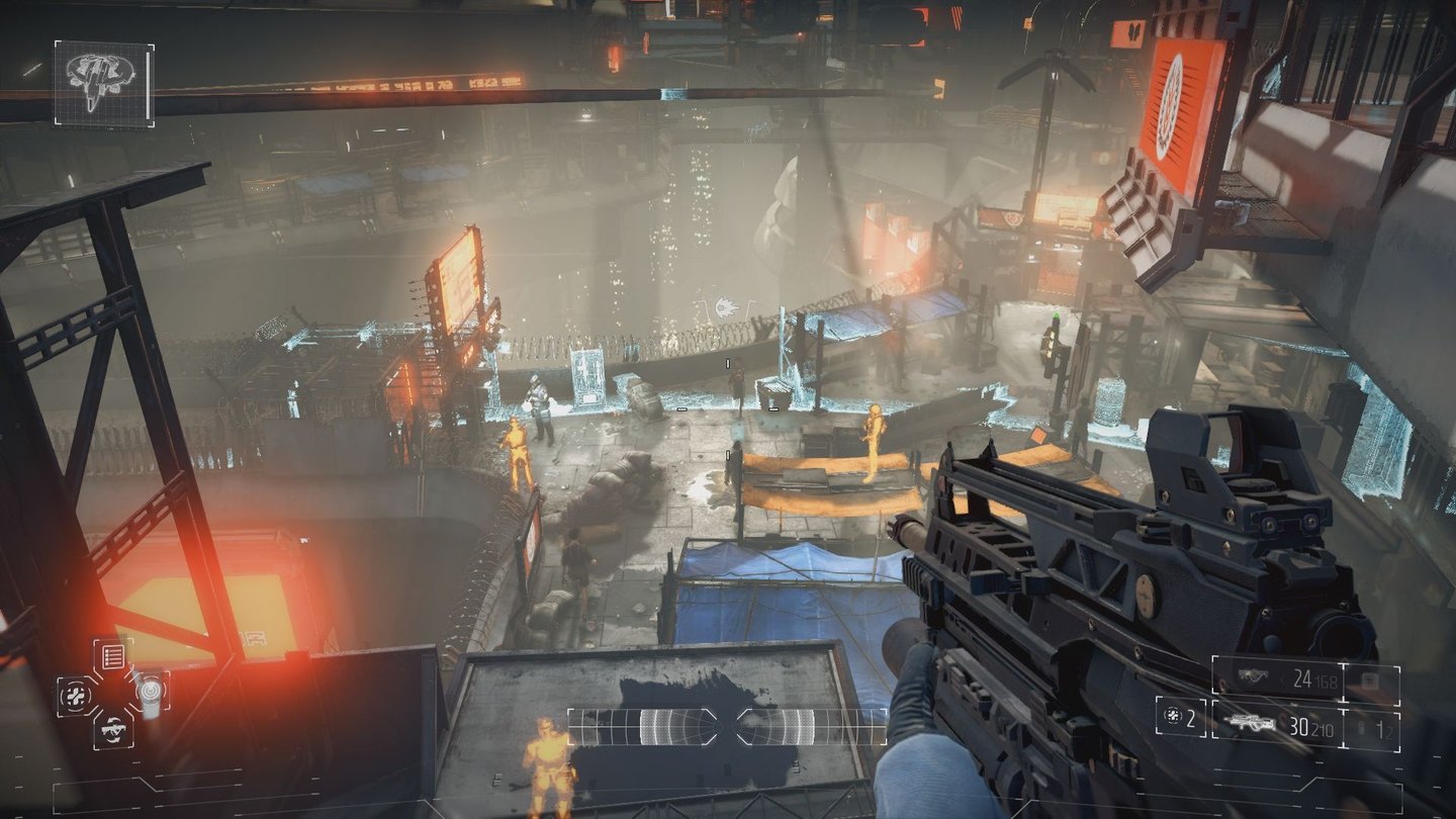 Killzone: Shadow Fall - Eigene ScreenshotsWir schicken einen Sonarpuls aus, der feindliche Einheiten markiert.