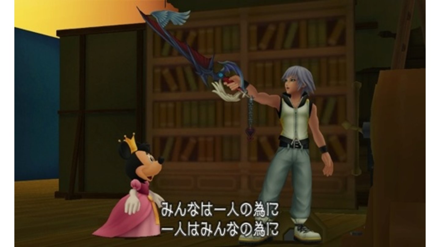 Kingdom Hearts 3D: Dream Drop DistanceRiku beschützt Minnie Maus vor allen Gefahren der Märchen-Welt
