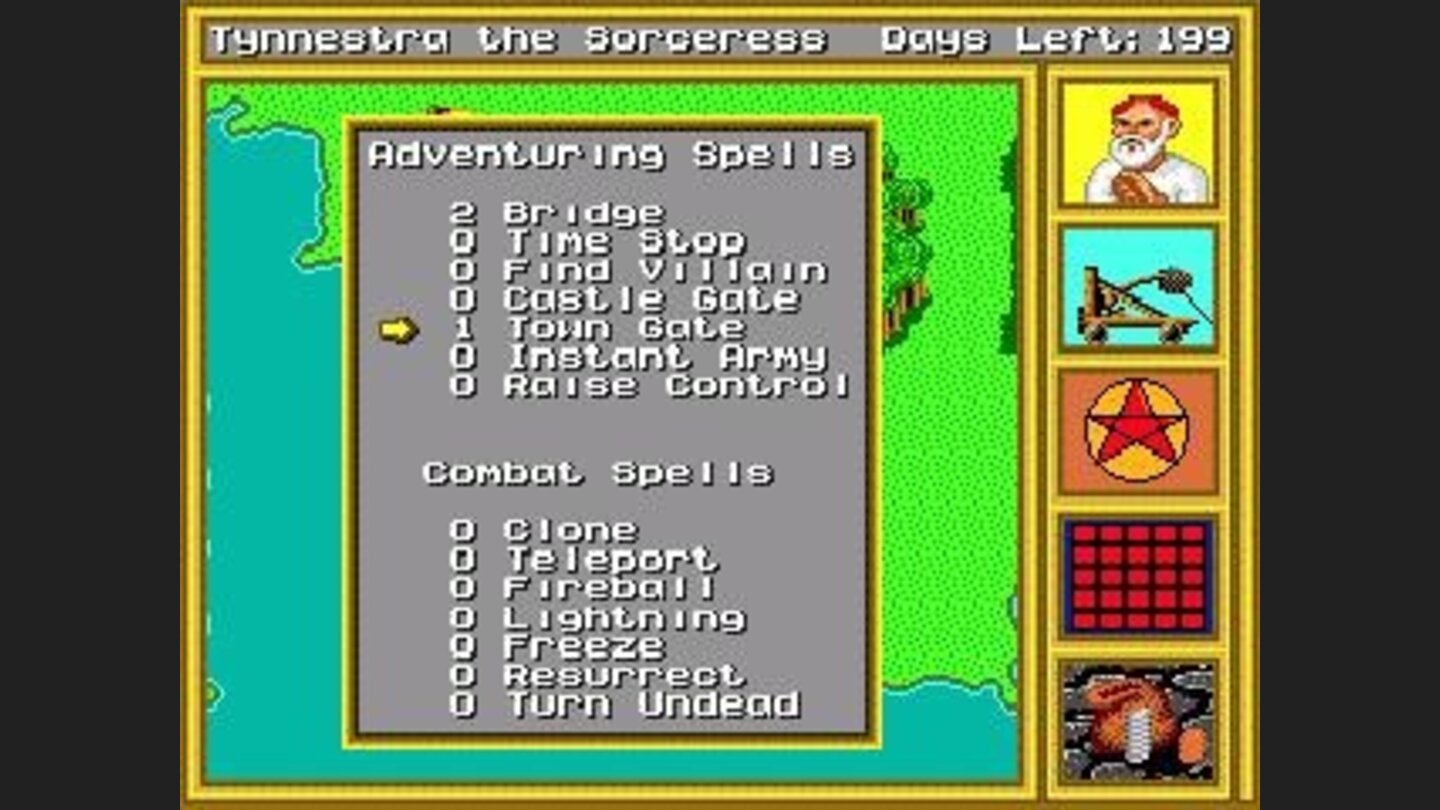 Adventuring spell menu