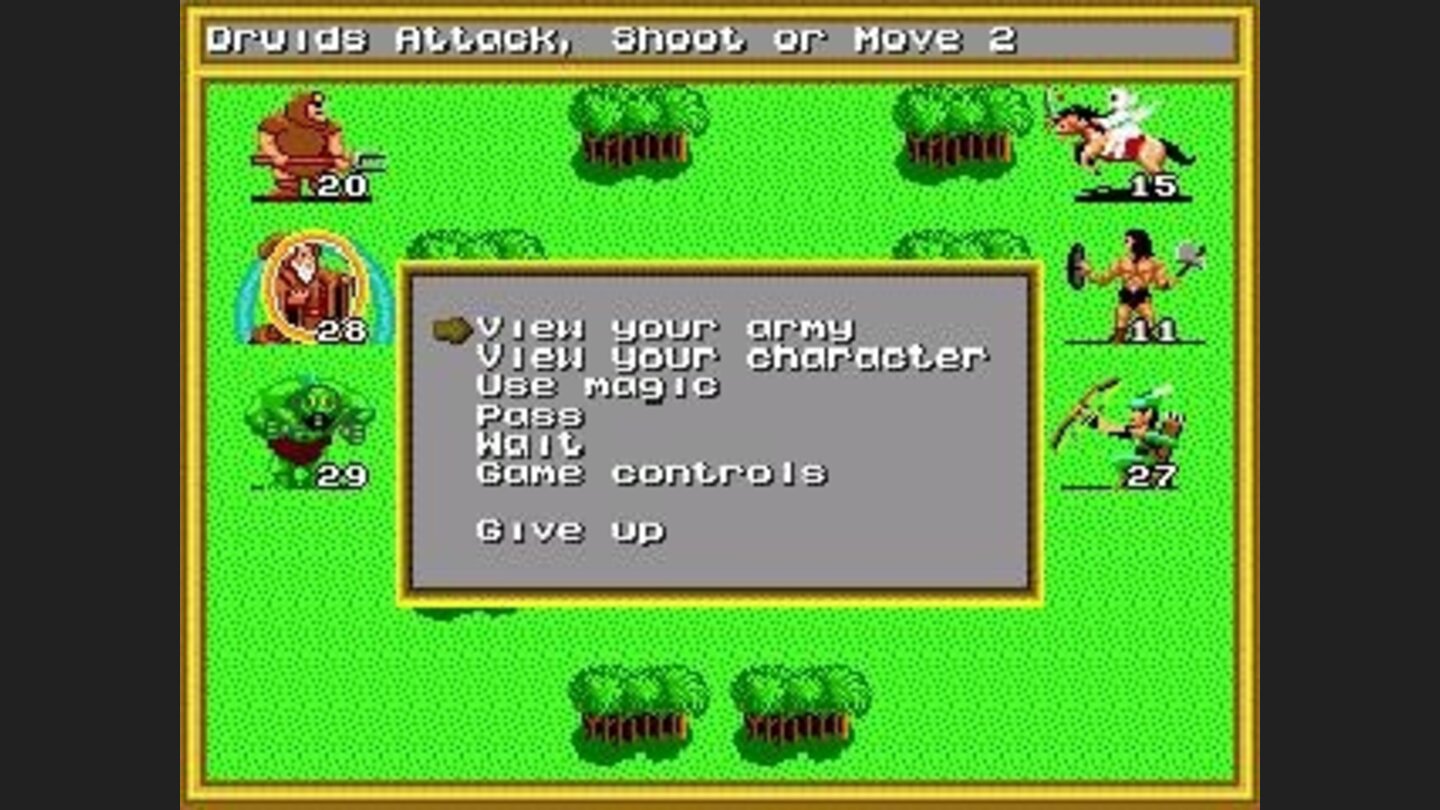 Battle option screen