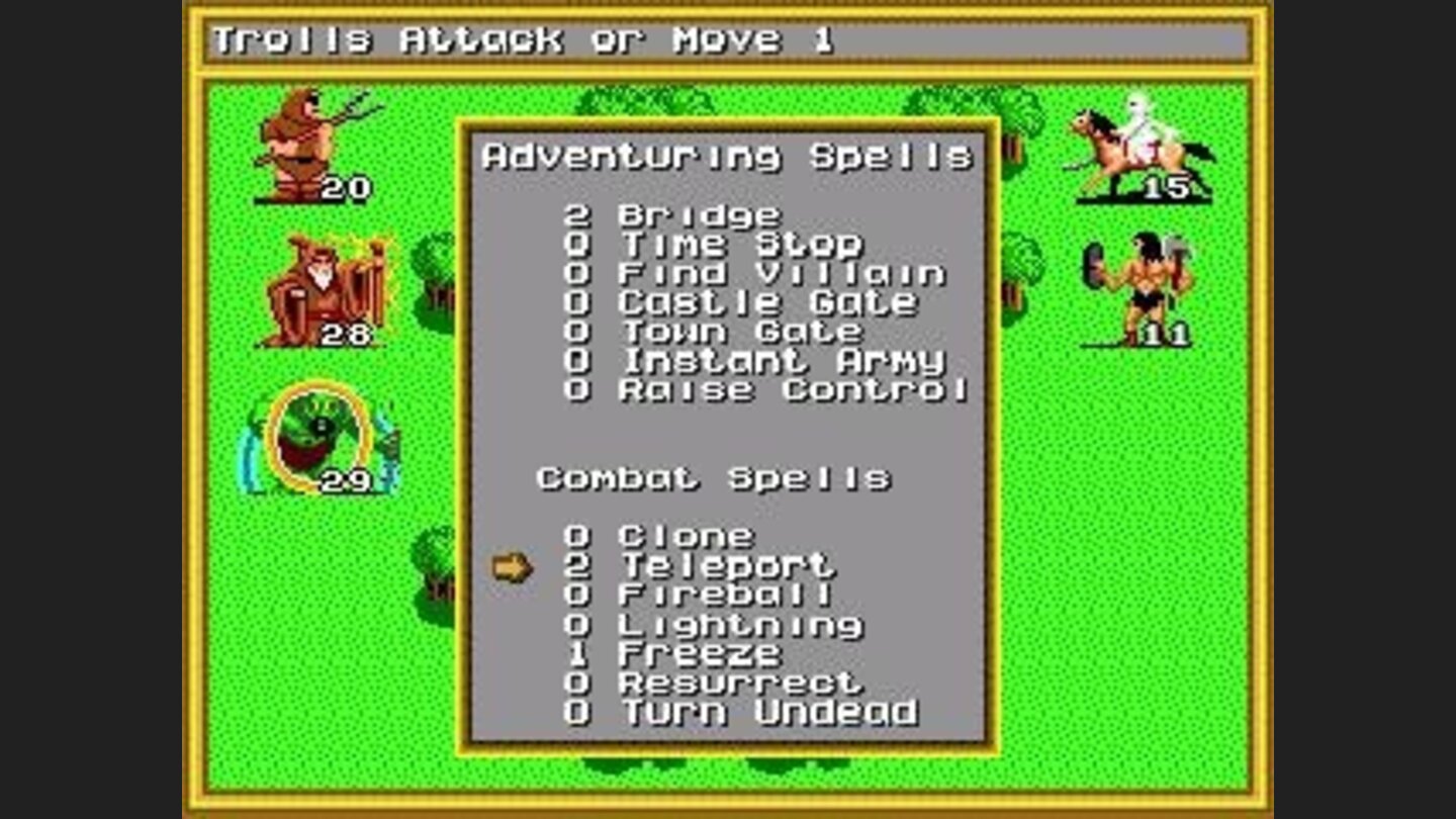 Combat spell selection