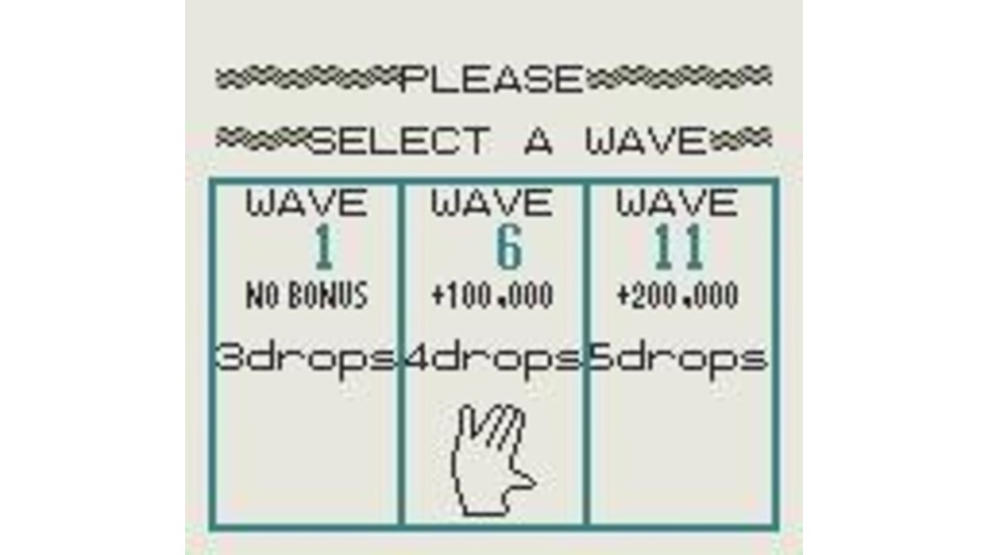 Wave selection screen (Japanese version)