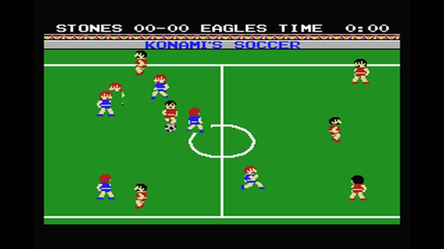 Konami´s SoccerKonami´s Soccer stellt Konamis erstes Fußballspiel für den 8-Bit-Heimcomputer MSX dar. Warum die Spielfiguren allerdings allesamt aussehen, wie Nintendos Mario im Bikini Zweiteiler und mit Stöckelschuhen, wissen wohl nur die Programmierer.