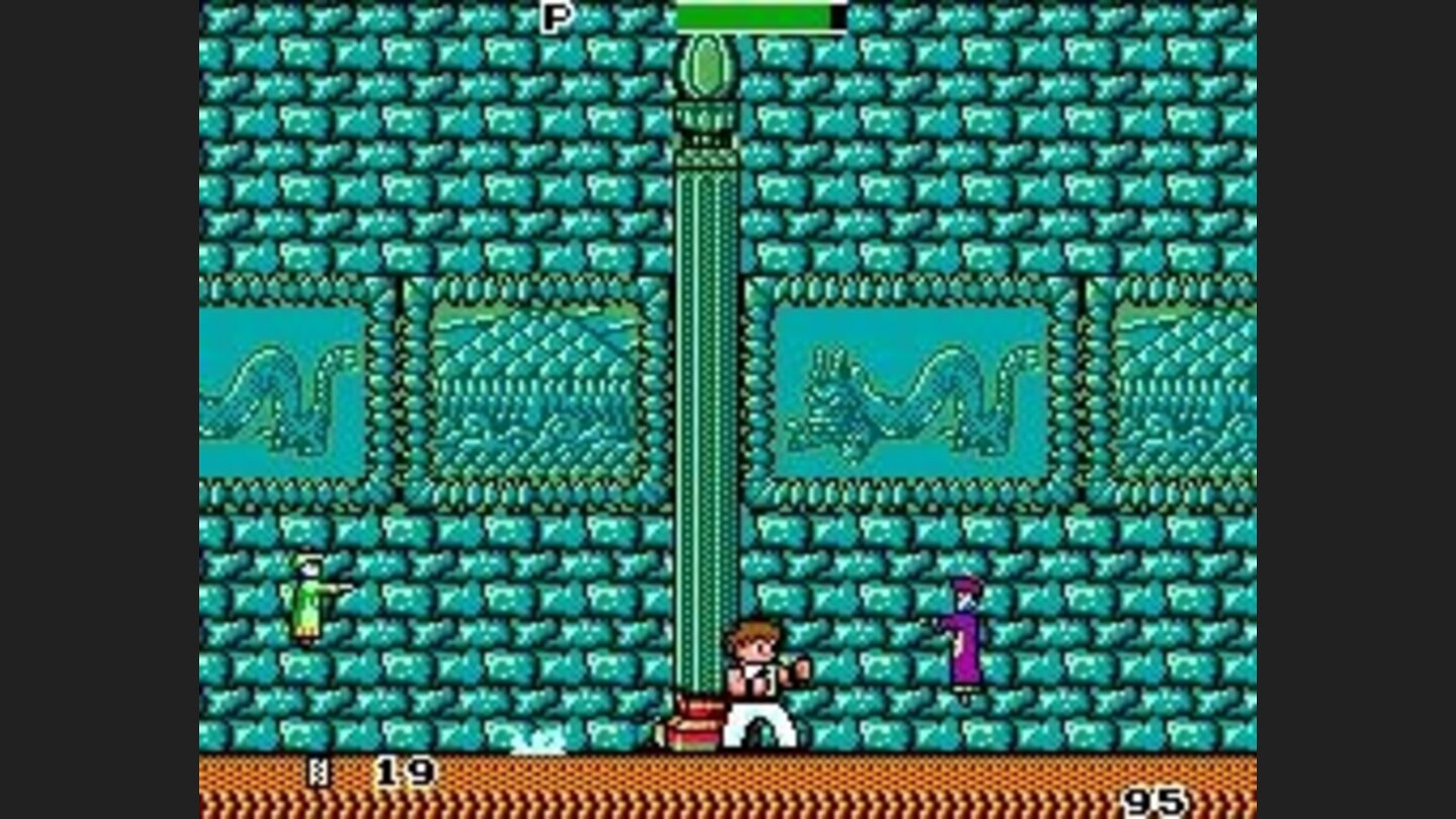 Purple man with pogo stick under his jacket