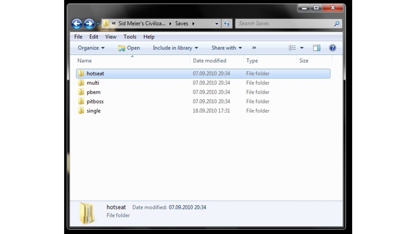 Civilization 5 - HotseatIm Speicherordner legt das Spiel ein Verzeichnis Hotseat an, obwohl es im Spiel keine Hotseat-Partien mehr gibt. Ein Relikt aus der Entwicklung oder ein Fingerzeig auf einen kommenden Patch?