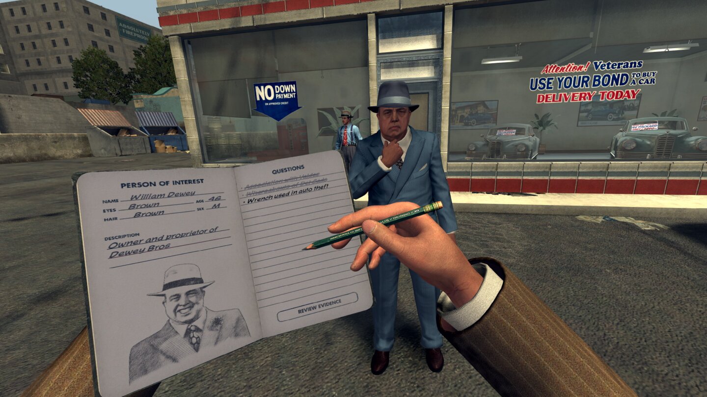 L.A. Noire - The VR Case FilesBei der Zeugenbefragung müssen wir auf deren Mimik achten.