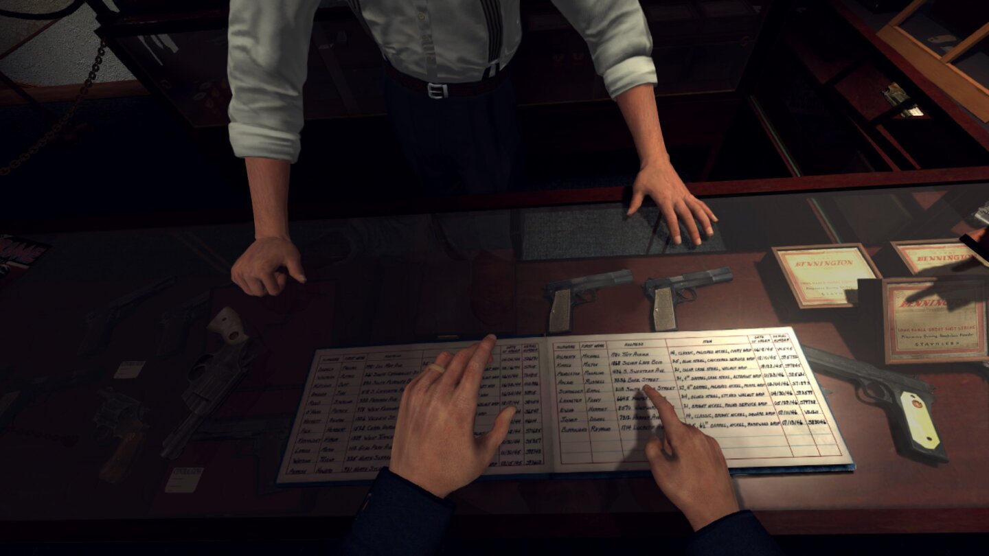 L.A. Noire - The VR Case FilesMüssen wir Schrift entziffern, wird es trotz brauchbarer Vive-Auflösung schnell fitzelig.