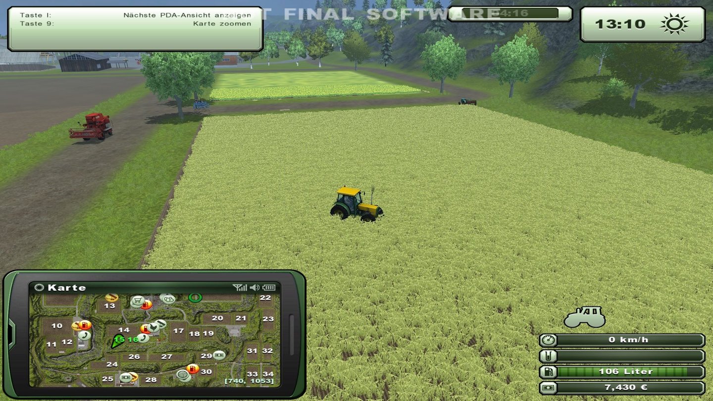 Landwirtschafts-Simulator 2013Schade, selbst bei höchsten Details wird unser Getreide relativ bald ausgeblendet.