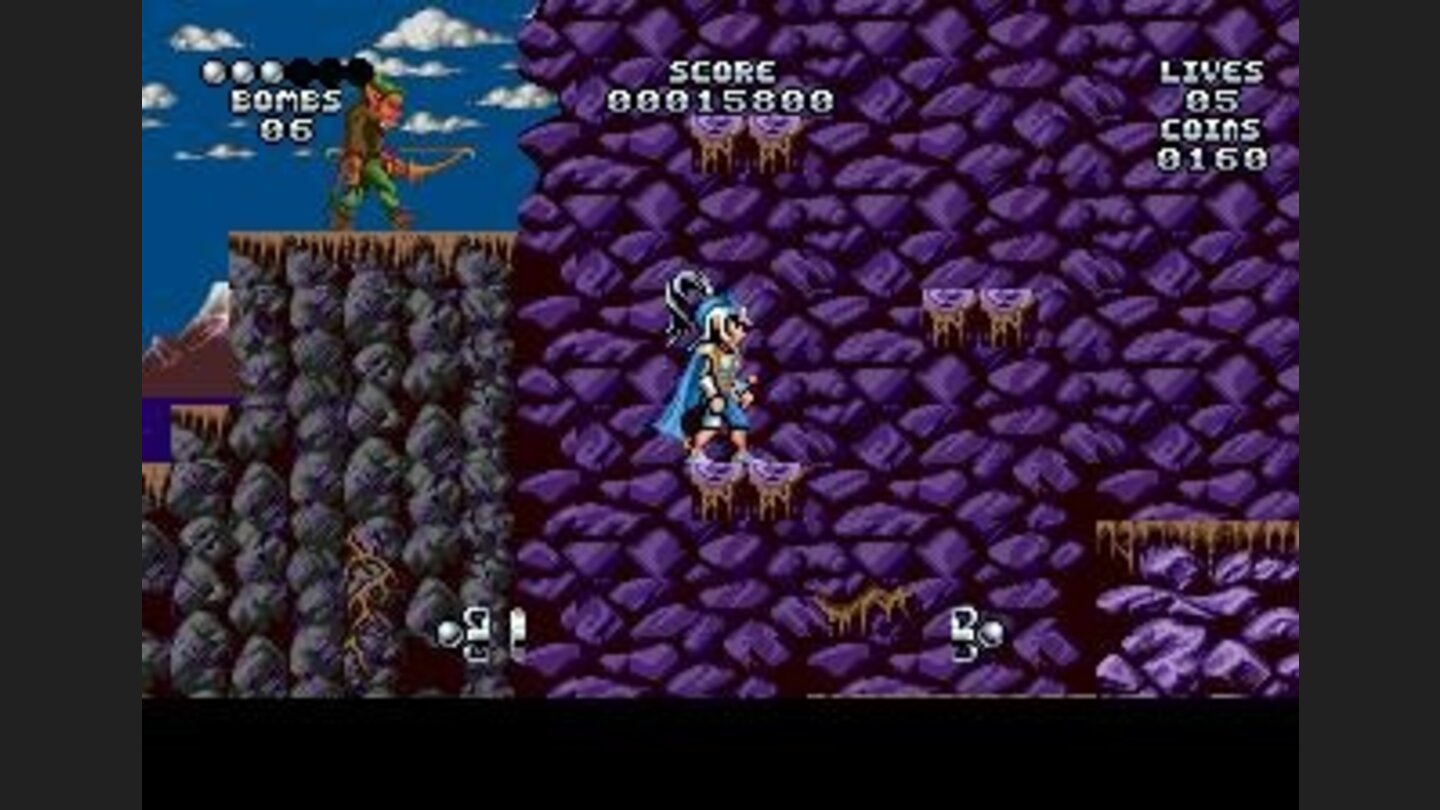 Violet platforms and ape-like guys guarding them