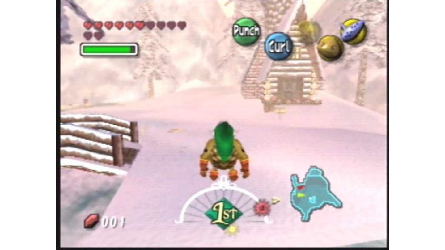 Goron Link surveys a frosty village.