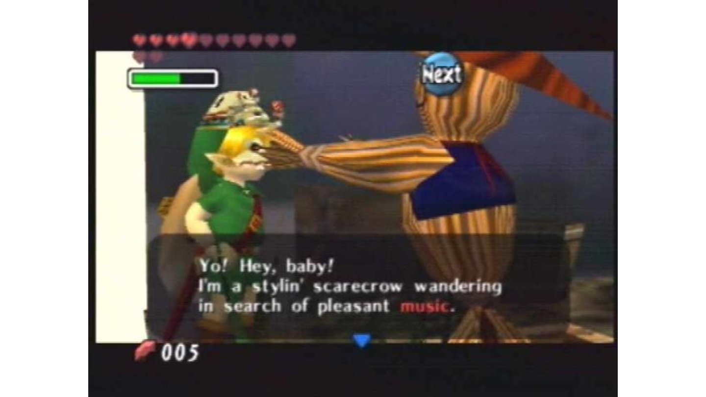 Link tries to ignore a gay scarecrow.