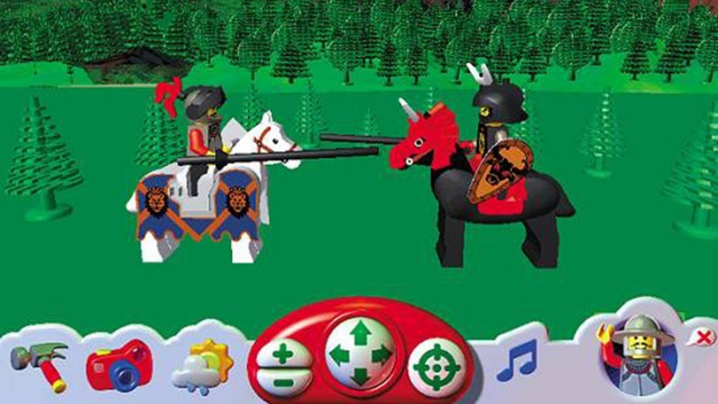 2001 – Lego Creator: Knight's KingdomWie bereits im ersten Lego Creator hat der Spieler die Möglichkeit mit einem unbegrenzten Vorrat an Legosteinen seiner Kreativität freien lauf zu lassen. Neben den Standartsteinen bietet Lego Creator: Knight's Kingdom viele Sonderelemente im mittelalterlichen Stil. Belagerungswaffen wie Katapulte sind steuerbar und Drachen laden als Reittiere zu einem Rundflug über die selbst gebaute Burganlage ein.