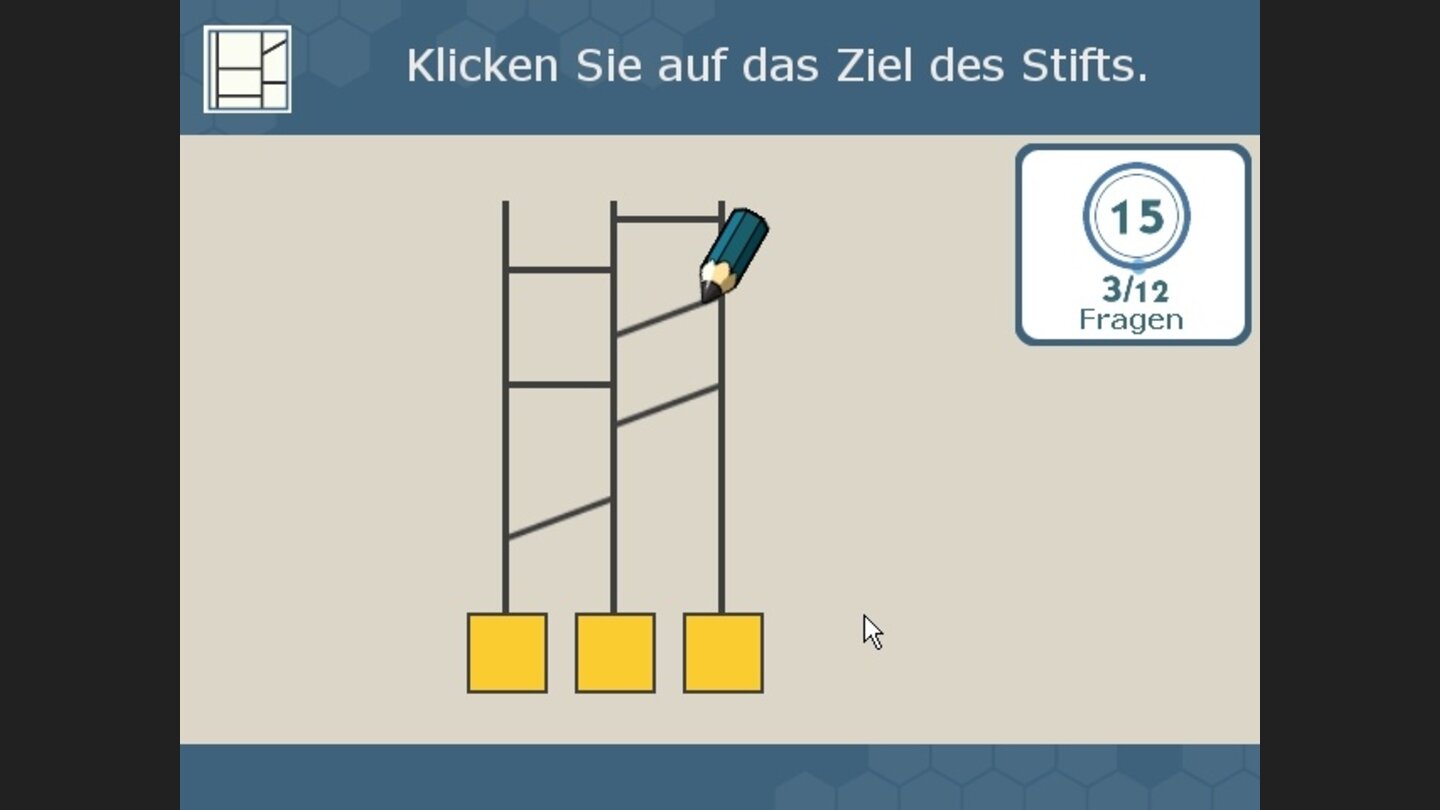 Leitern: Wo kommt der Stift an, wenn er an jeder Querstrebe die Längsbahn wechselt?