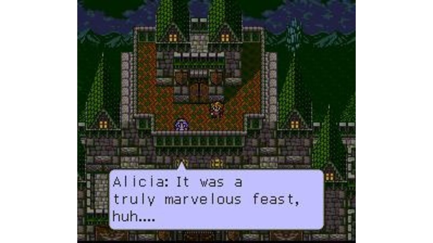 A romantic scene between Orsted and princess Alicia. This medieval chapter opens after you have completed all the others