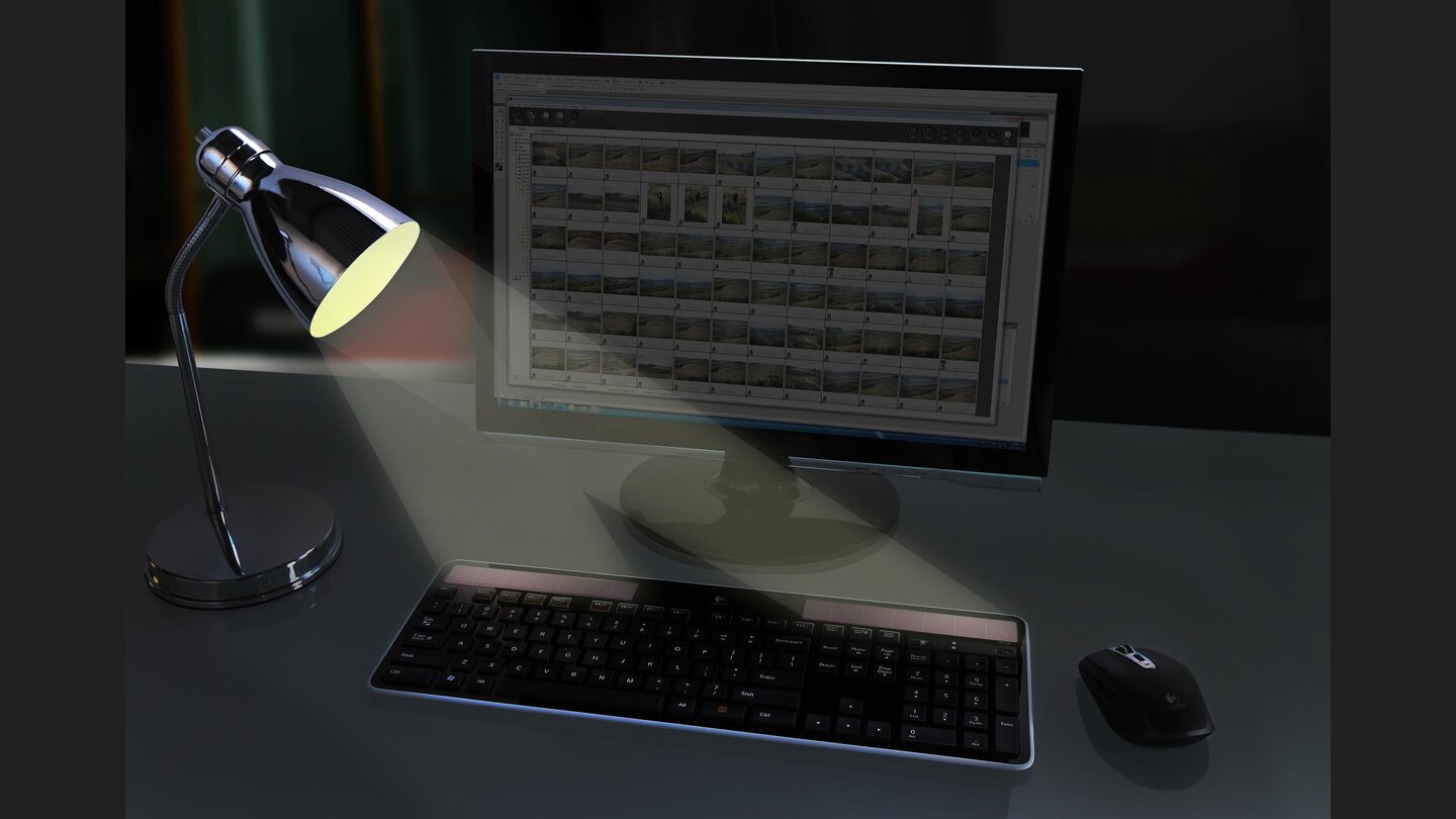 Logitech Wireless Solar Keyboard K750_lamp