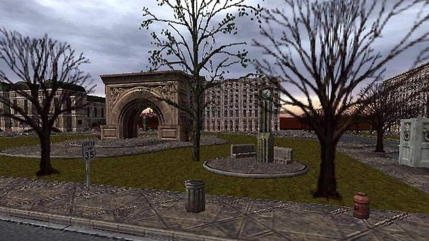 Loose CannonDieser kleine Park ist für damalige Verhältnisse sehr detailliert, inklusive Mülltonnen und Sitzbänken.