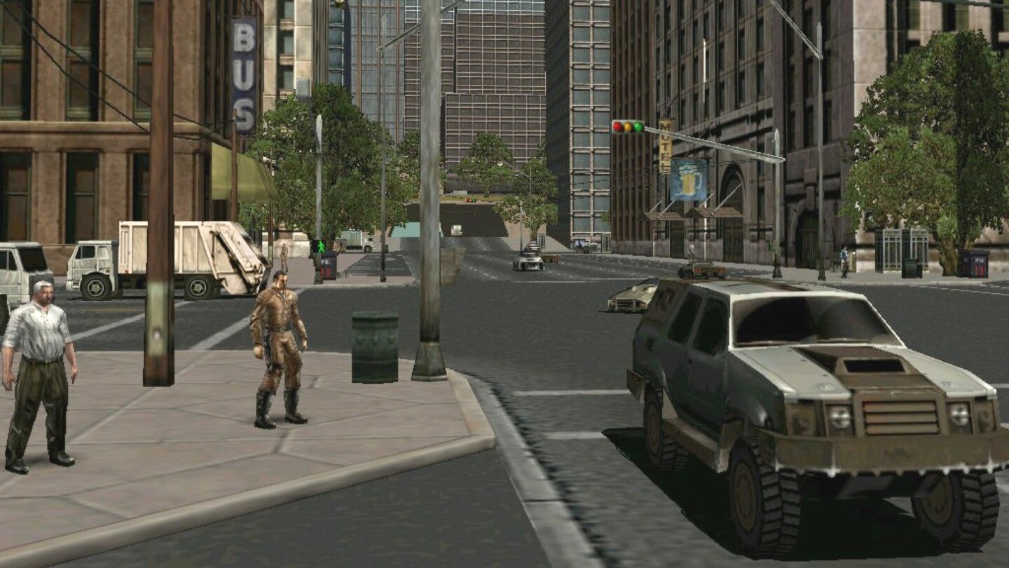 Loose CannonDie belebten Großstädte sind anno 2000 eine Augenweide. Passanten und Verkehrsteilnehmer sollen auf alles reagieren, was um sie herum geschieht.