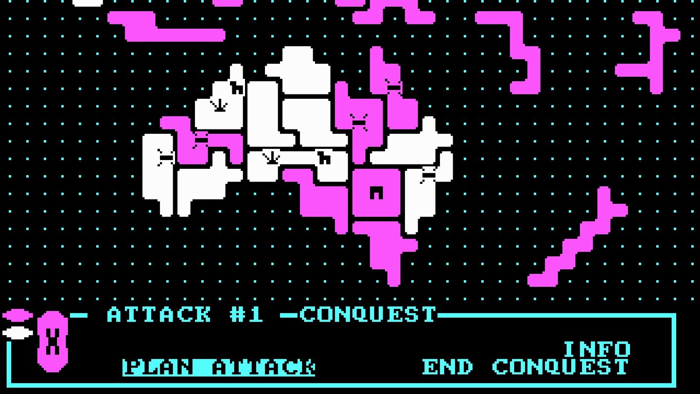 Lords of Conquest (1986)Keine offizielle Umsetzung des Brettspiels Risiko, aber ein gelungener Klon von Electronic Arts. Bis zu vier Spieler versuchen durch Städtebau, Handel und Angriffe die Weltkarte zu beherrschen.
