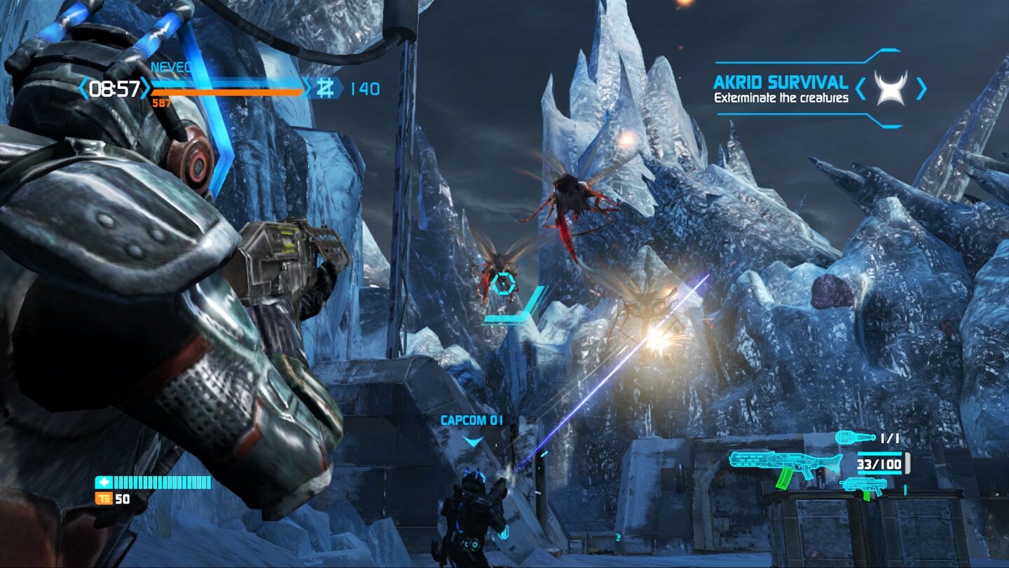 Lost Planet 3 - Multiplayer-ModusIm Modus Akrid-Survival ist die Teamabsprache das A und O.