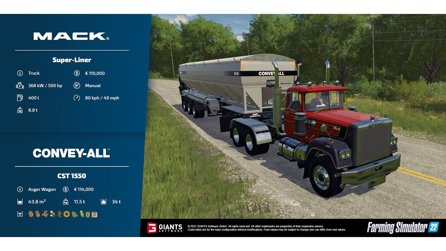 Landwirtschafts Simulator 22
Mack Super-Liner und Convey-All CST 1550
