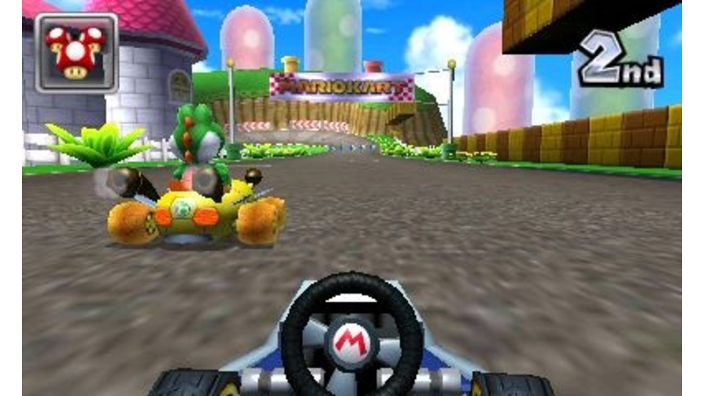 Mario Kart 7In der neuen Ego-Perspektive kommt das Geschwindigkeitsgefühl besonders gut rüber.