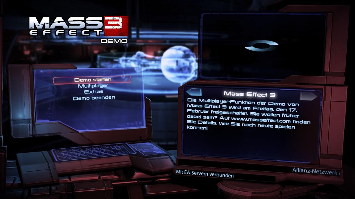 Mass Effect 3 - Multiplayer-DemoIm Hauptmenü wählen wir den Menüpunkt »Multiplayer« …