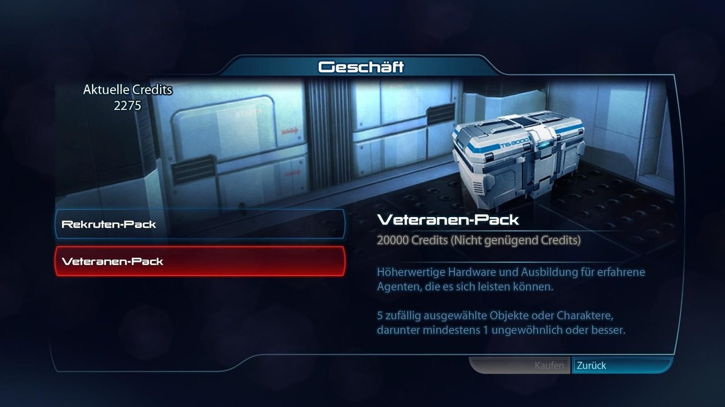 Mass Effect 3 - Multiplayer-Demo... oder für ganze 20.000 Credits das teure Veteranen-Pack. In den Packs sind zufällig temporäre Upgrades, Waffen-Verbesserungen, neue Schießeisen oder sogar neue Alien-Rassen.