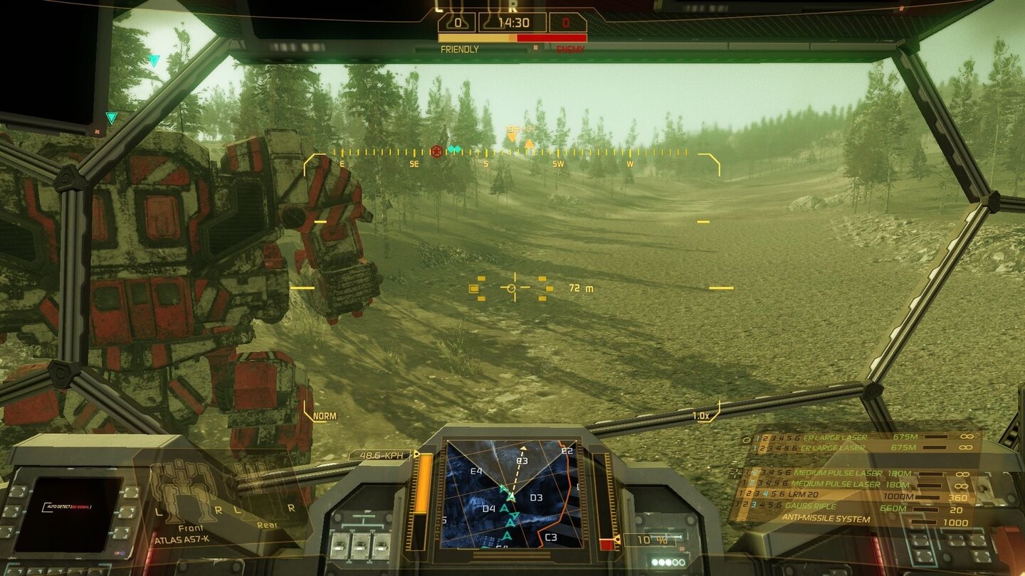 MechWarrior OnlineWir marschieren hinter einem Kollegen her – Zeit, sich seine realistisch abgewetzte, verdreckte Außenhaut anzuschauen.