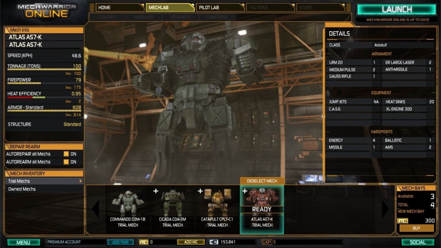 MechWarrior OnlineGratis-Mech Nummer vier: der Sturm-Mech Atlas.