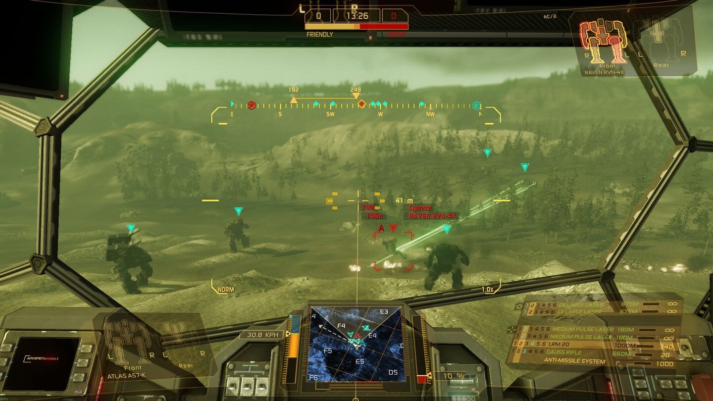 MechWarrior OnlineVorwitzig: Ein Raven wagt sich zwischen unser Team, kurz darauf liegt er auf dem Boden.