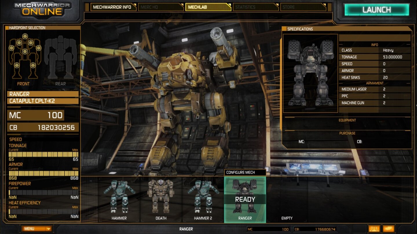MechWarrior Online - Bilder aus dem Mech-Lab