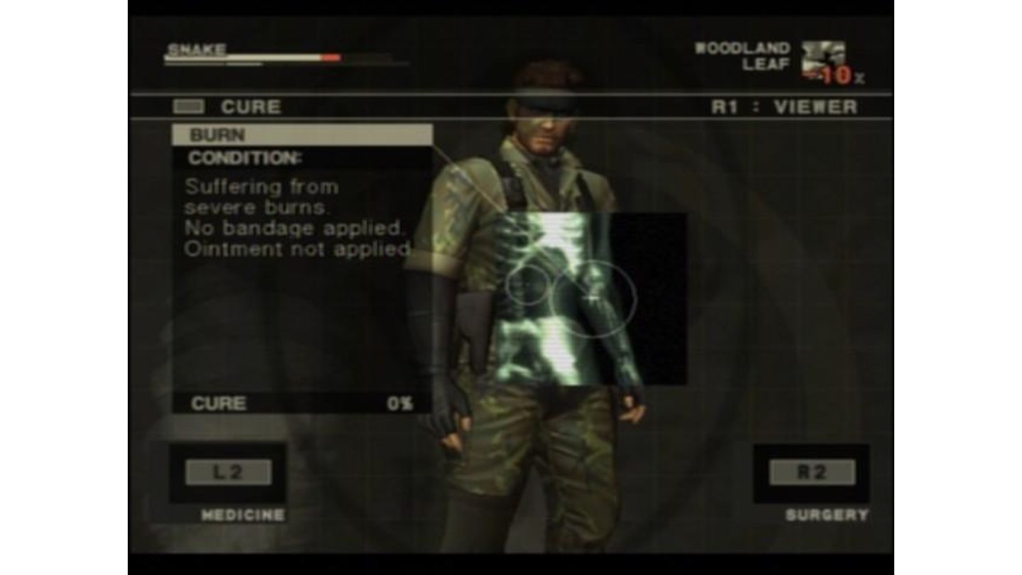 When Snake is wounded, he will have to heal himself to recovery