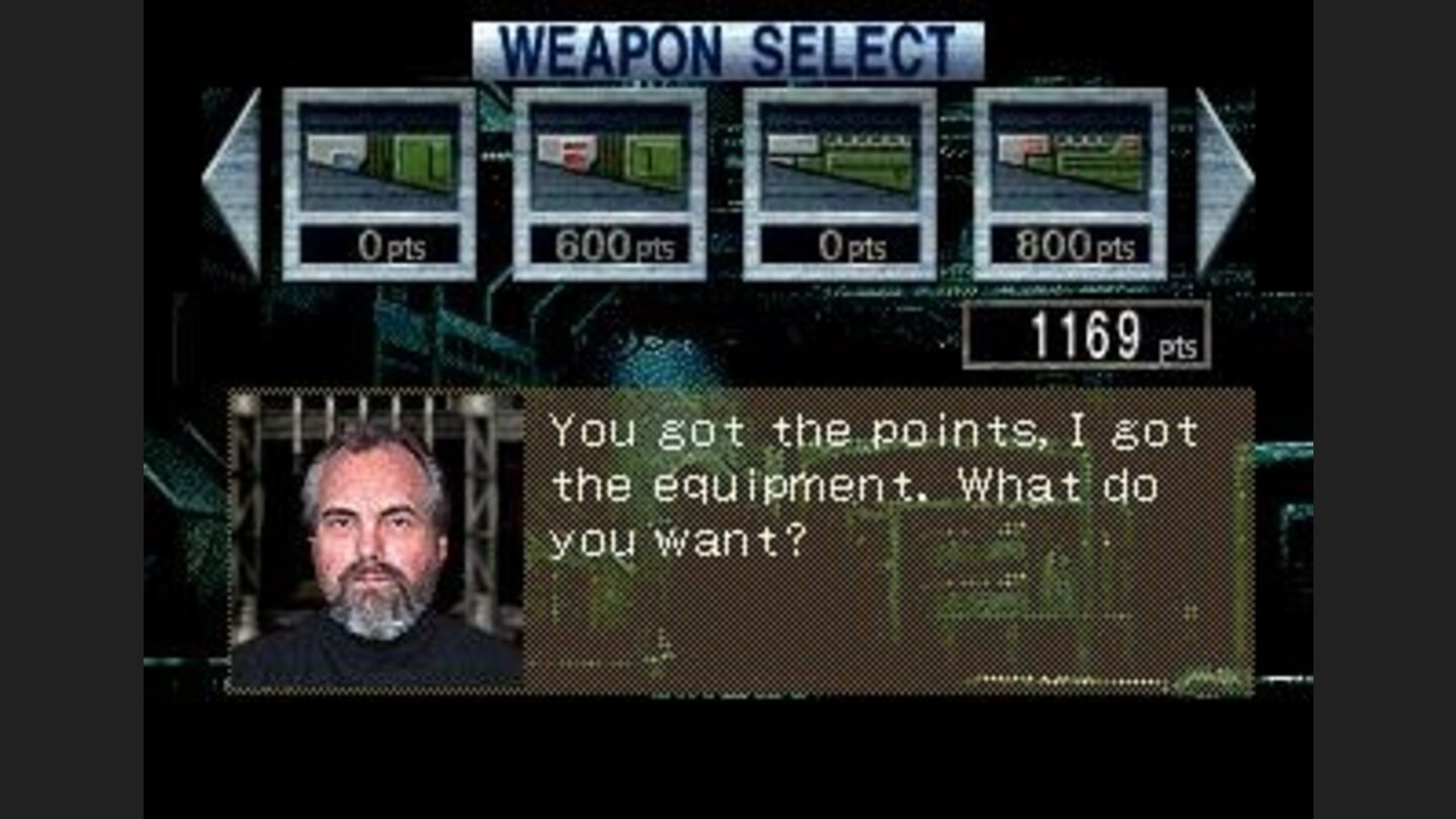 Between missions you can select weapons.