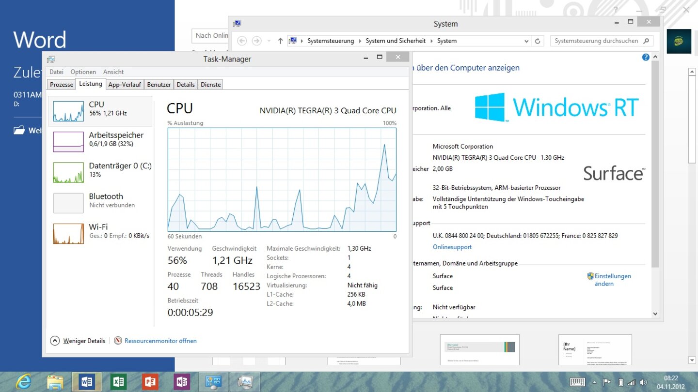 Microsoft Windows 8 RT auf dem Microsoft Surface