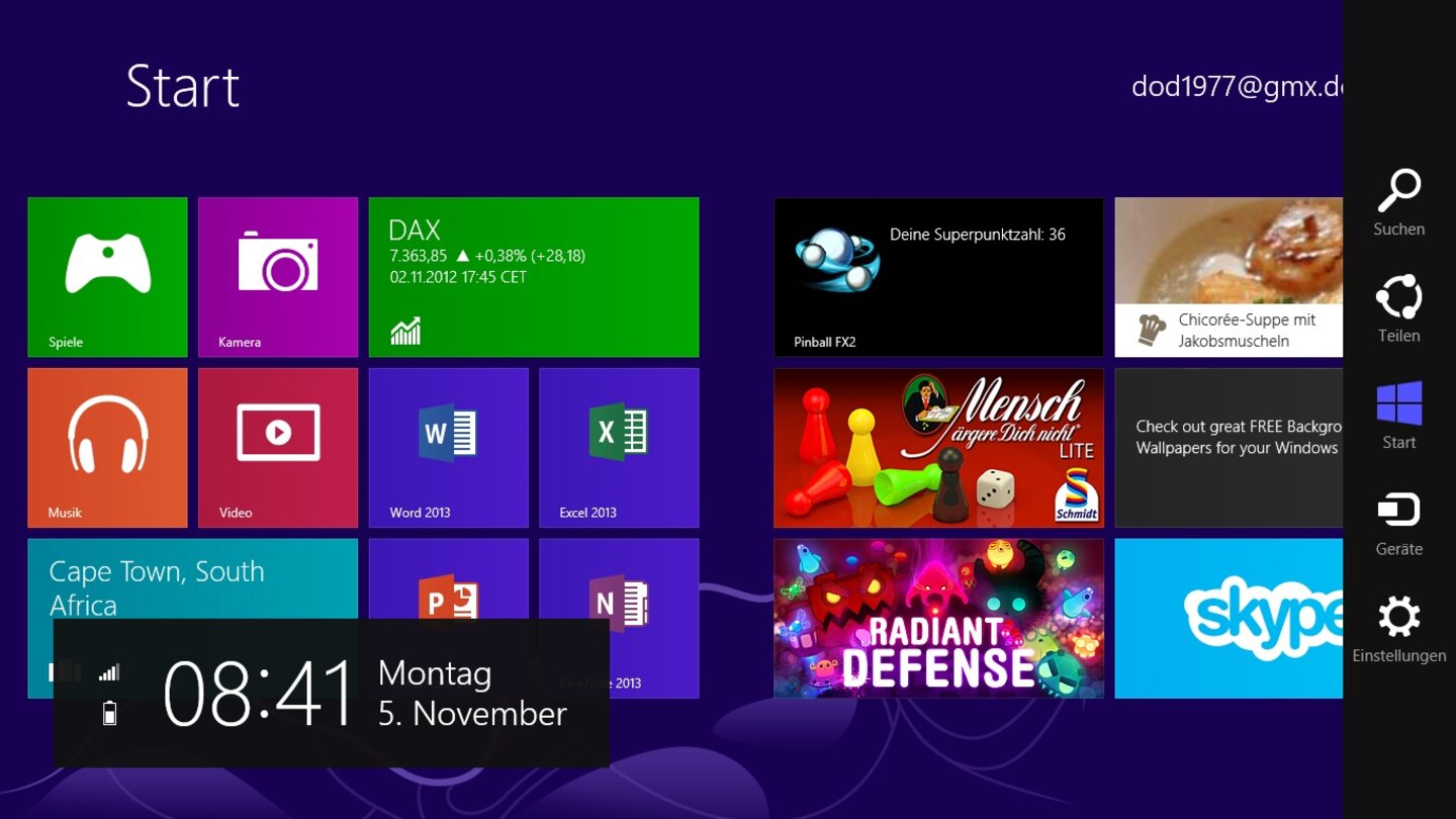 Microsoft Windows 8 RT auf dem Microsoft Surface