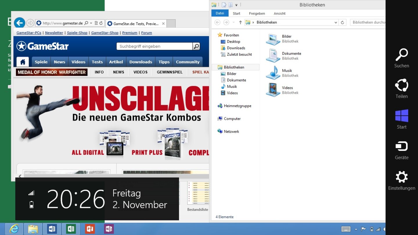 Microsoft Windows 8 RT auf dem Microsoft Surface