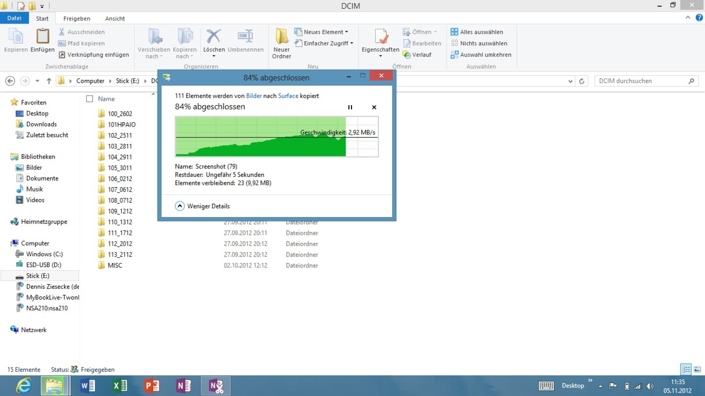 Microsoft Windows 8 RT auf dem Microsoft Surface