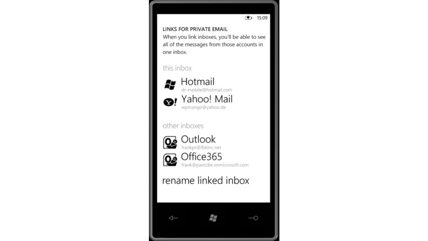 Das Windows-Phone-Update unterstützt mehrere Posteingänge, diese lassen sich auch als Live Tile auf den Home Screen ziehen.