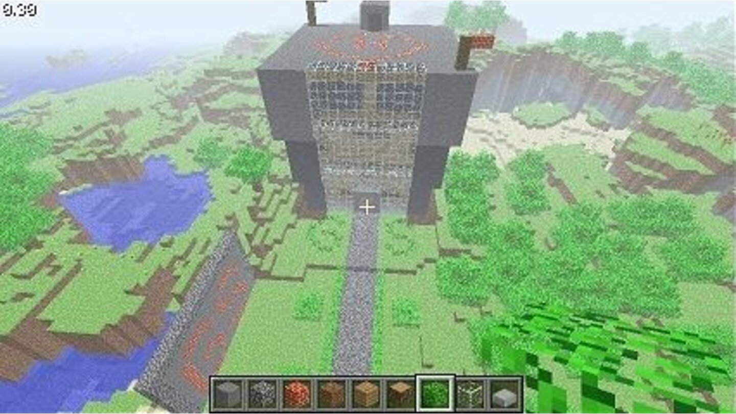 Minecraft - Interaktiv-WettbewerbDer Eingang der neuen Redaktion von Hilarion Garidis wird von zwei plätschernden Wasserfällen und einem goldenen GameStar »G« eingerahmt.