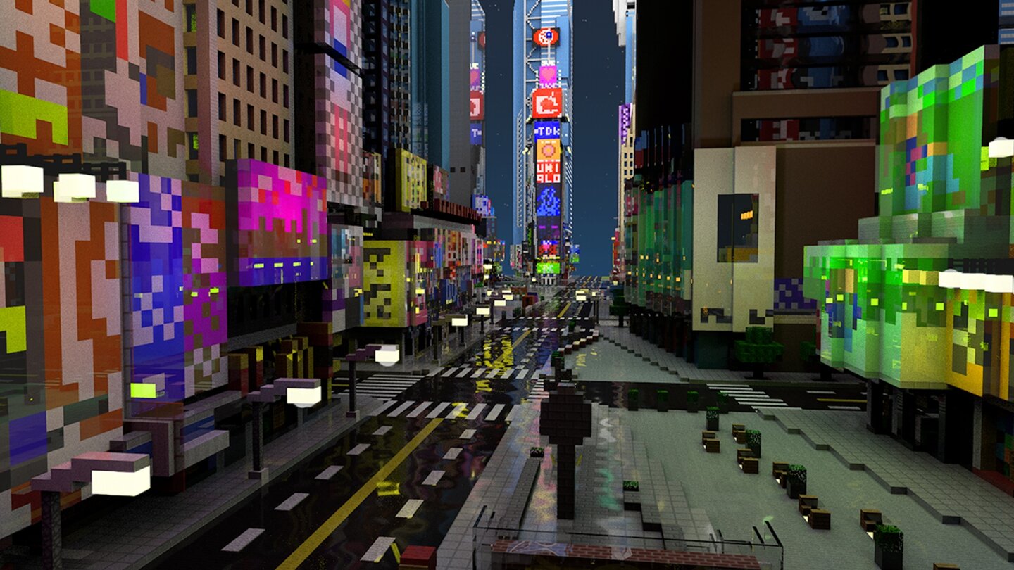 MinecraftDer Times Square in Klötchen-Optik