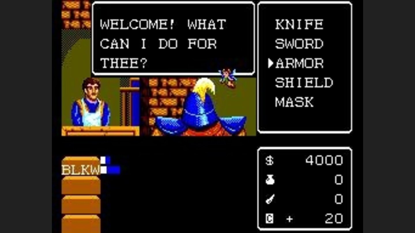 In each town, you can buy weapons