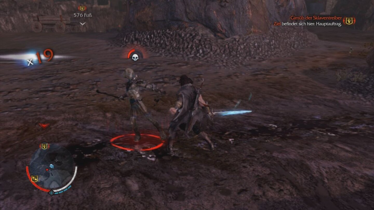 Mittelerde: Mordors Schatten - Screenshots der Last-Gen-Version (Xbox 360 / PS3)Ein brauner Gegner in einer matschig-braunen Kulisse - da erkennt man nicht mehr viel. (Xbox 360)