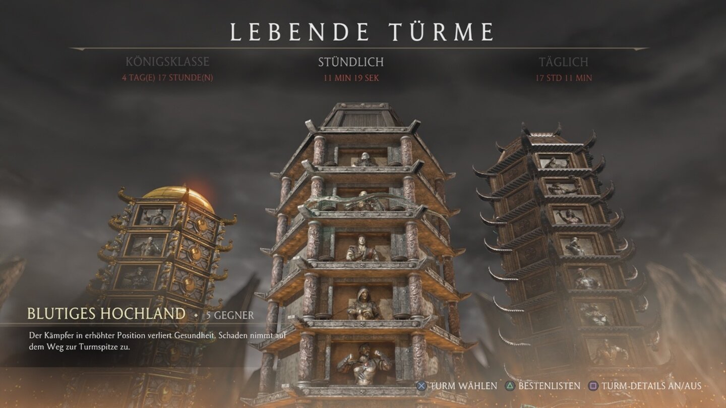 Mortal Kombat XDie lebenden Türme ändern ihre Herausforderungen in bestimmten Zeitintervallen.