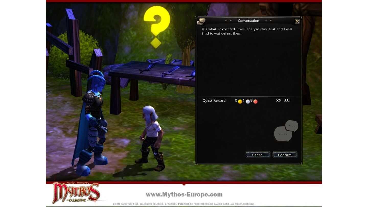 MythosScreenshot zum Questsystem