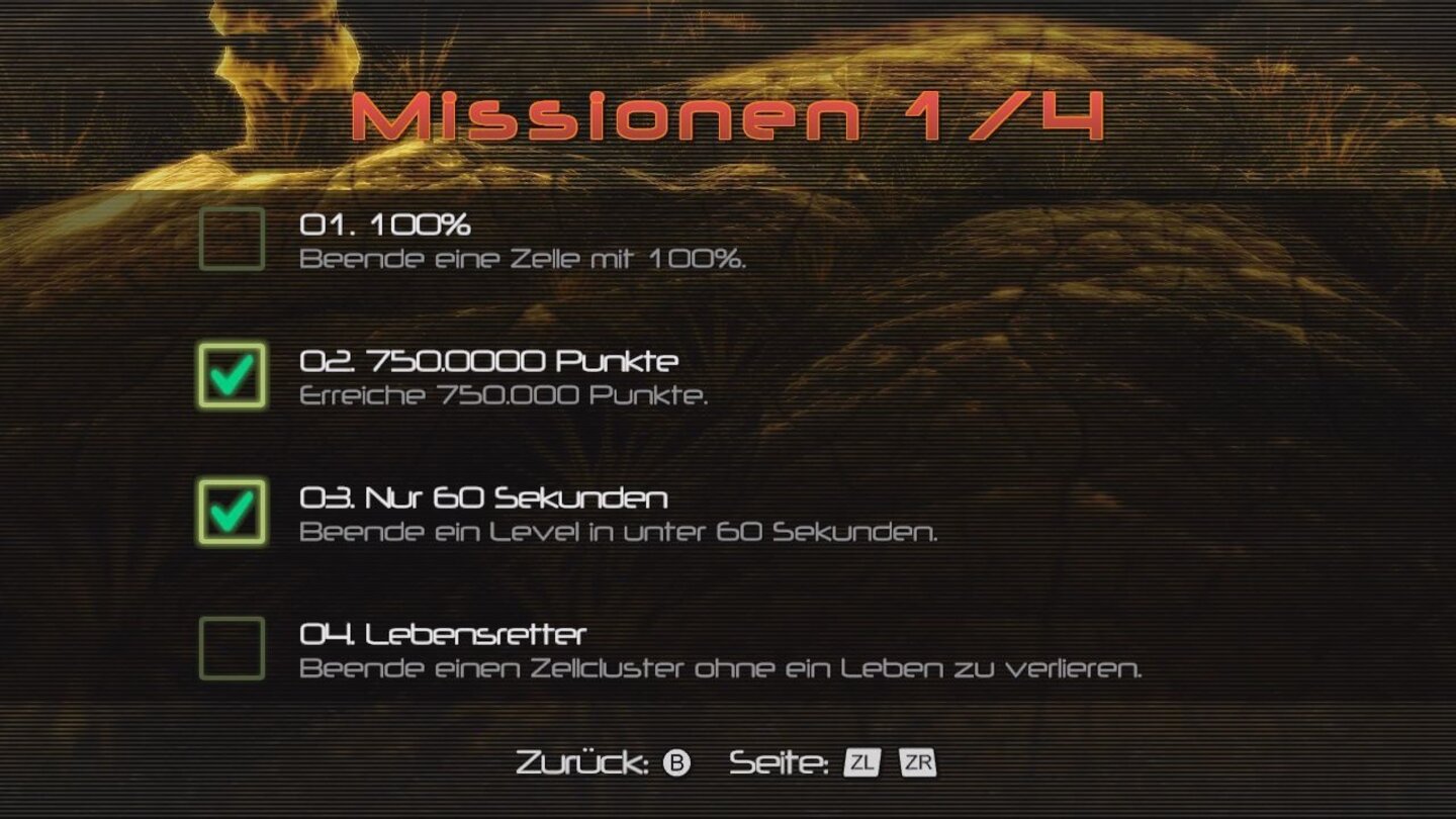 Nano Assault NeoÄhnlich wie Achievements auf der Xbox oder Trophäen auf der PlayStation, gibt es in Nano Assault Neo Missionen, die Erfolge im Spiel belohnen.