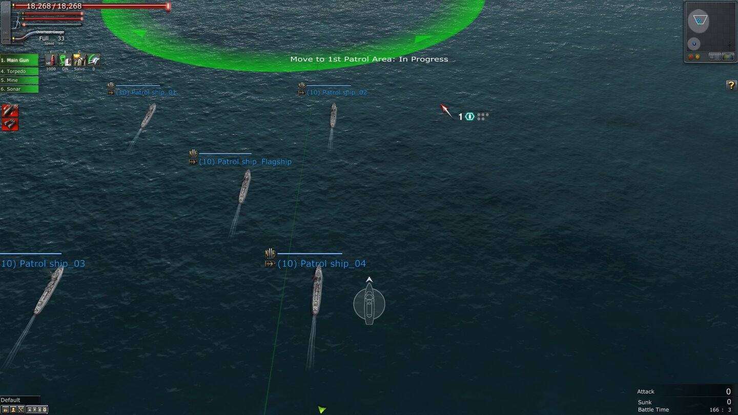 Navy Field 2In den angebotenen Einzelmissionen dürfen wir unterbelichtete KI-Flotten begleiten. Meistens bedeutet dies, einen durch einen großen neongrünen Ring markierten Wegpunkt abzuklappern.