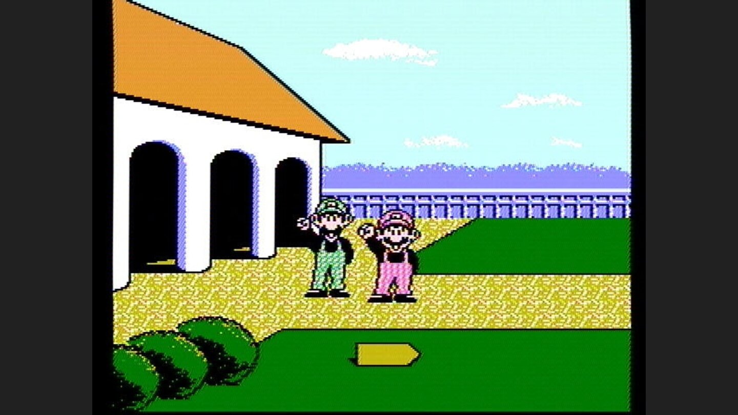 Mario and Luigi leave the clubhouse for a round of golf